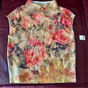 Anthropologie Size Small Cashmere Mock Neck Short Sleeve tee NWT